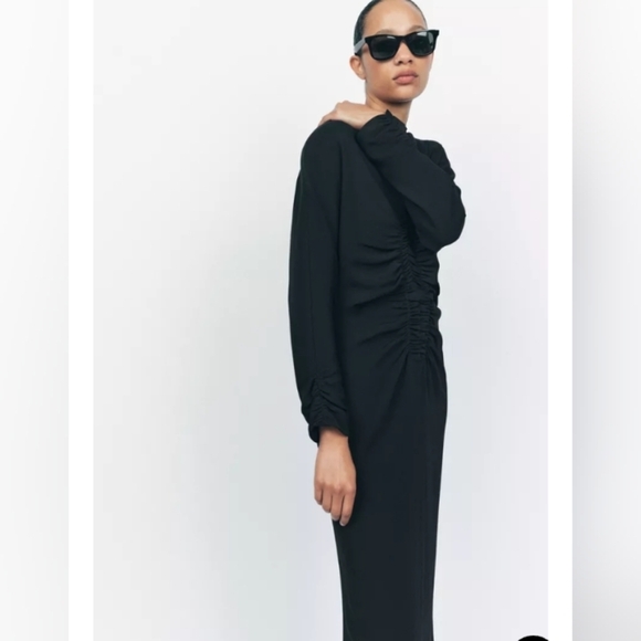 Zara ZW Collection Ruched Midi Dress - Picture 3 of 6